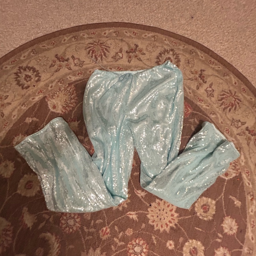Sparkle Light Blue Sequin Kids Pants